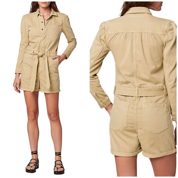 Joe's Jeans Womens Alexa Shortall Romper Talc White Size Small Cotton Denim - Picture 2 of 13